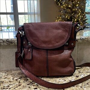 FOSSIL VINTAGE Brown Leather Crossbody Bag